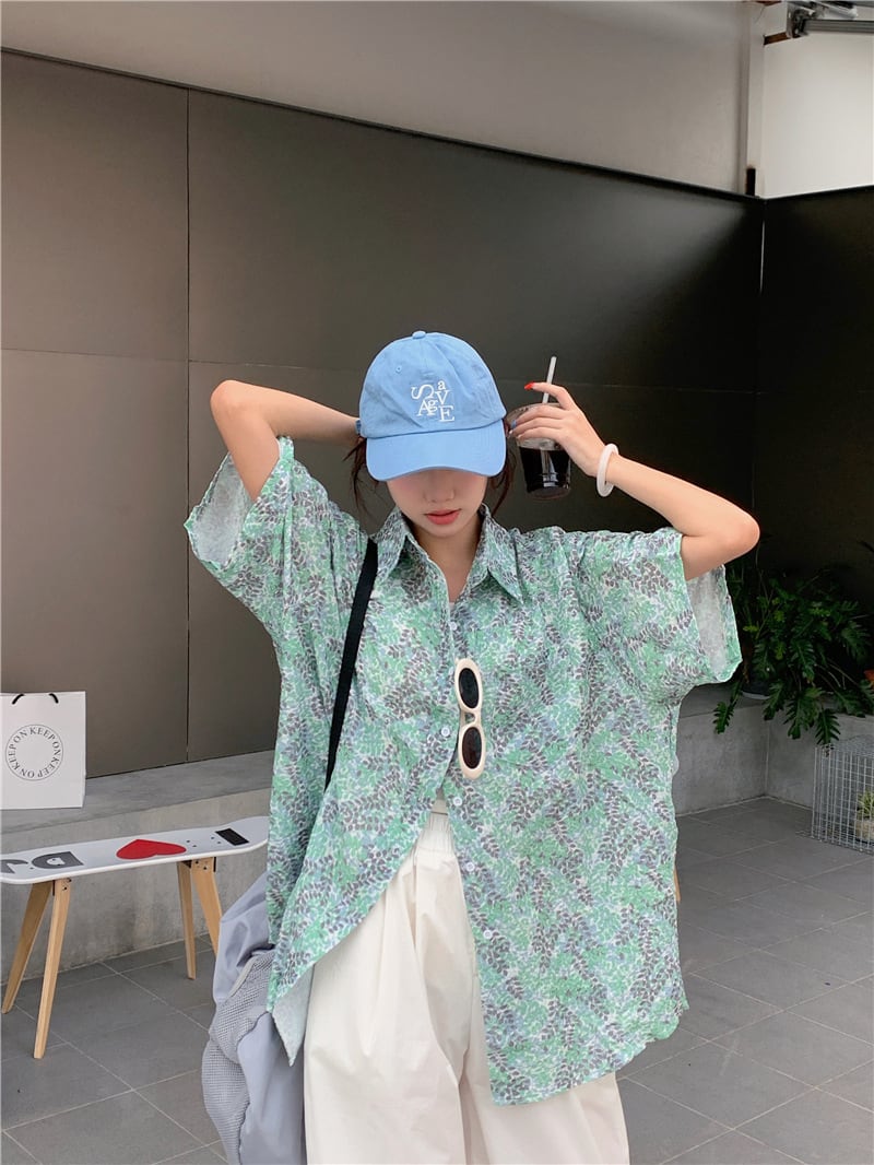 【tops】花柄シャツトップス　M25174