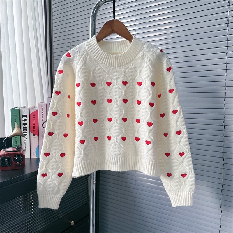 【tops】ハート柄ニットセーター　M25723