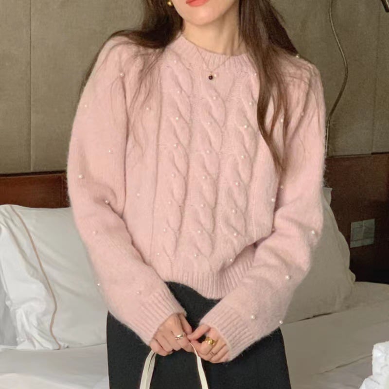 【tops】クルーネックニットセーター　M19019