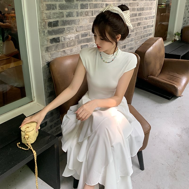 【dress】不規則 イレギュラードッキングワンピース　M23909