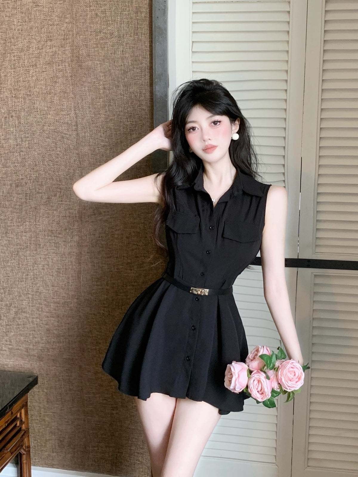 【dress】POLOネックシャツワンピース　M24537
