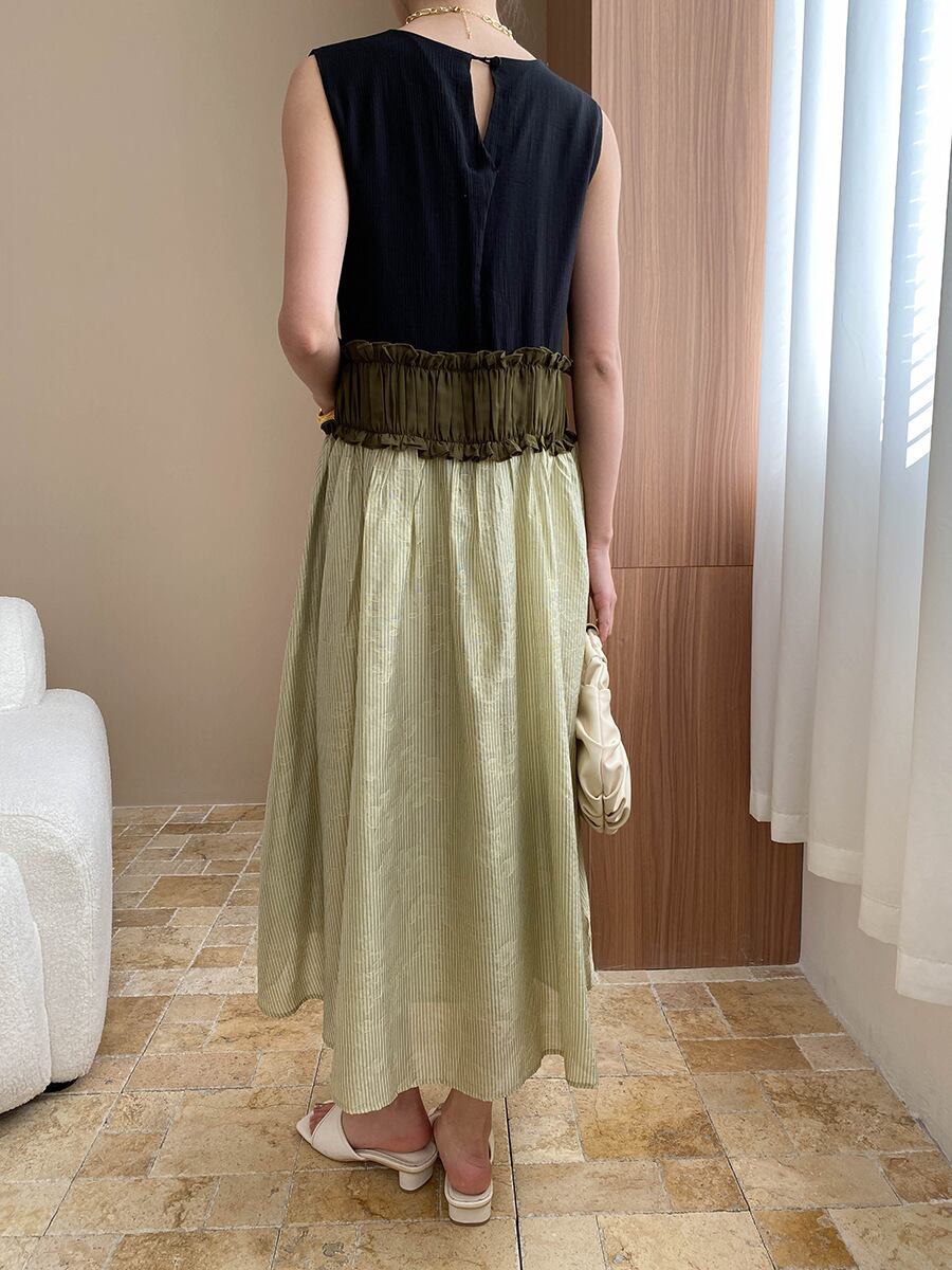 【dress】ノースリーブドッキングワンピース　M29950