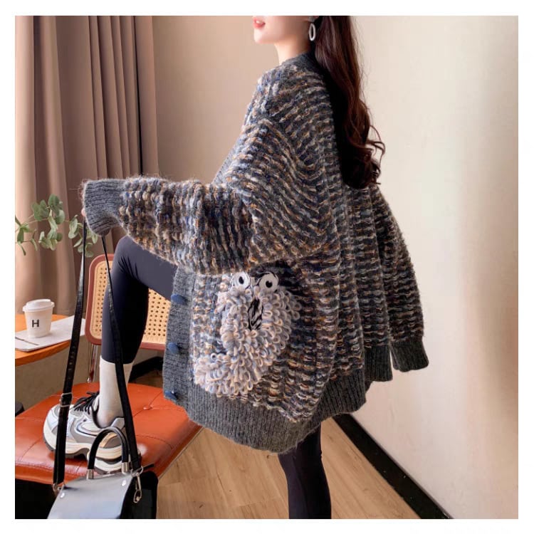 【outer】Vネックニットカーデ　M25755