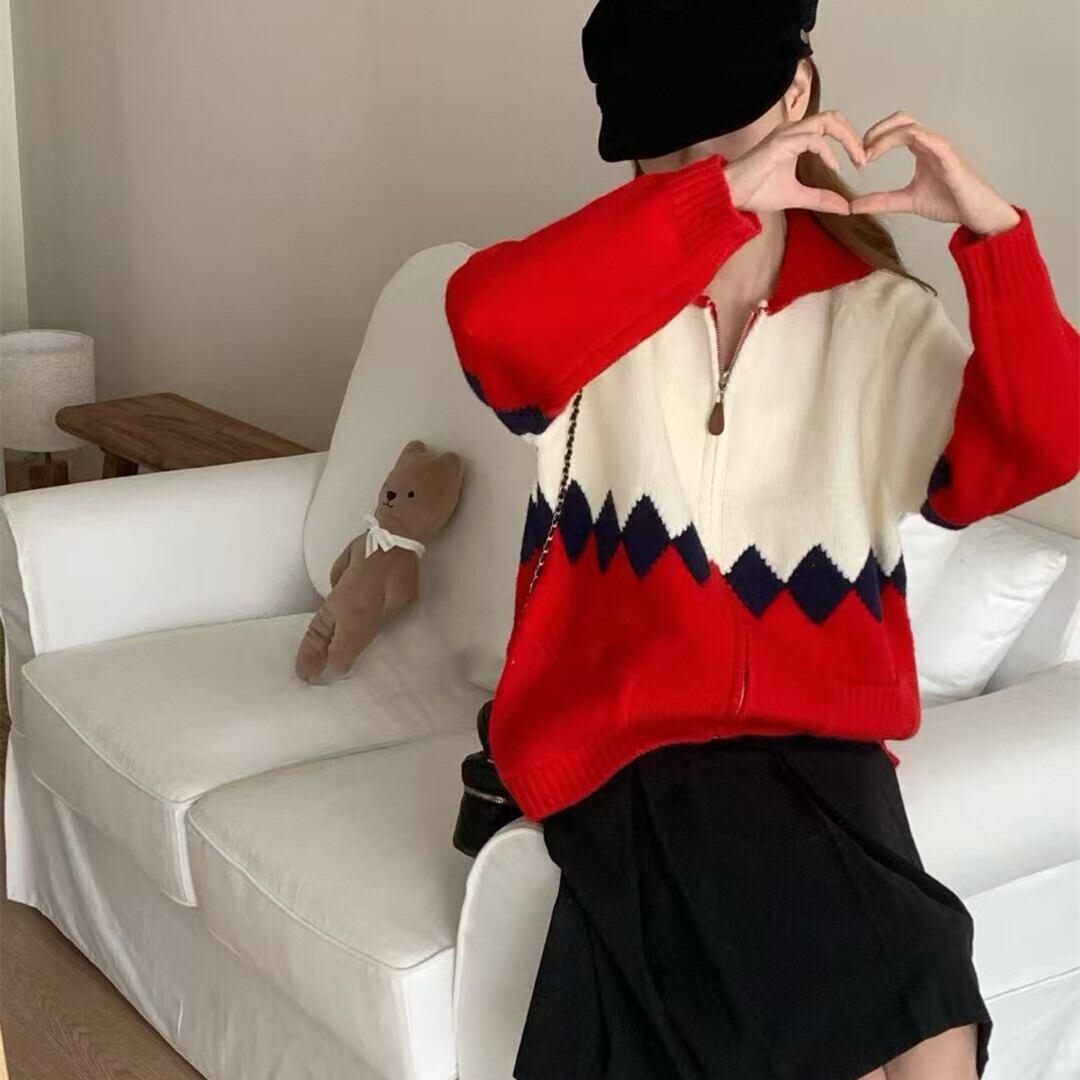 【outer】ファスナーニットカーデ　M29048