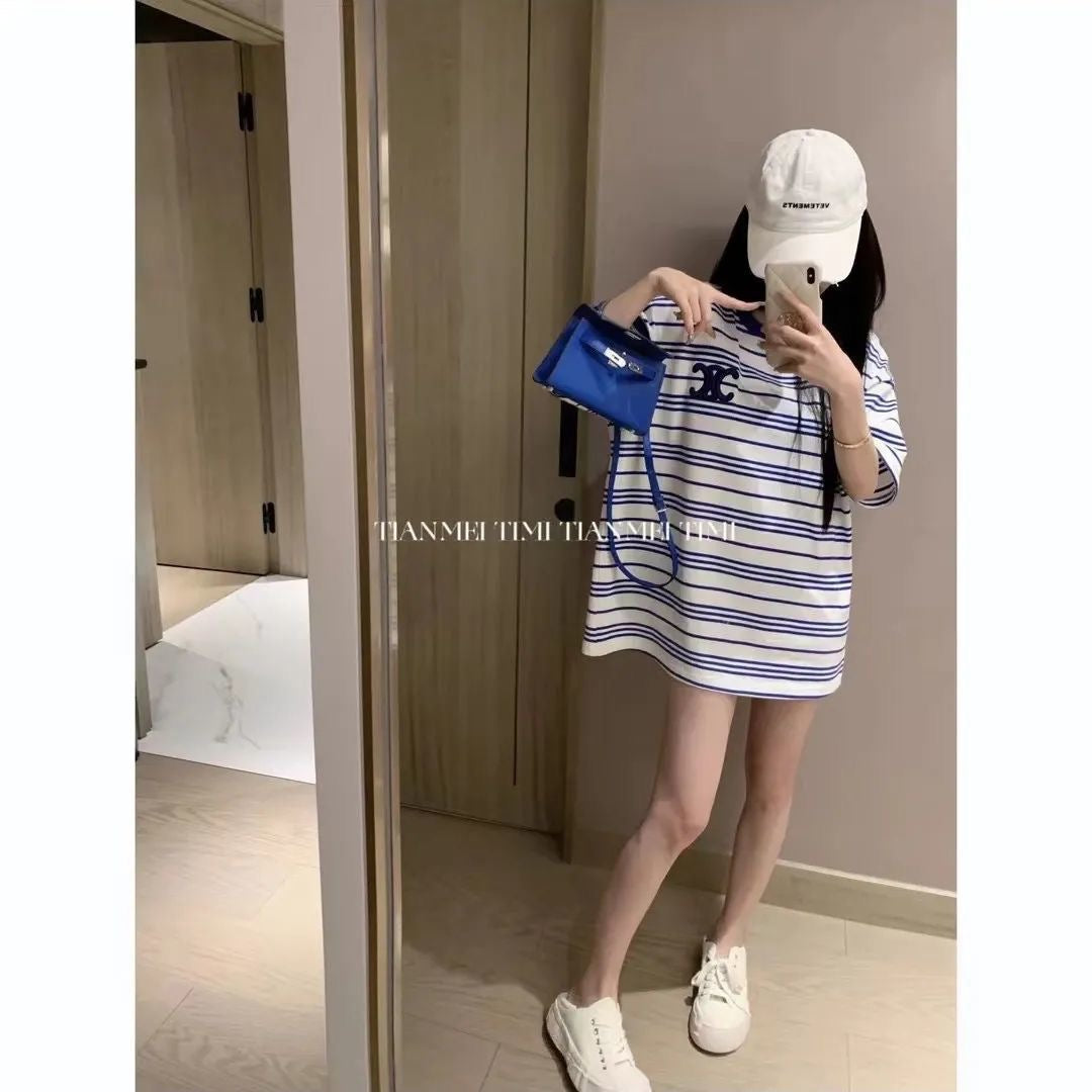 【tops】半袖ボーダー柄TシャツF7793