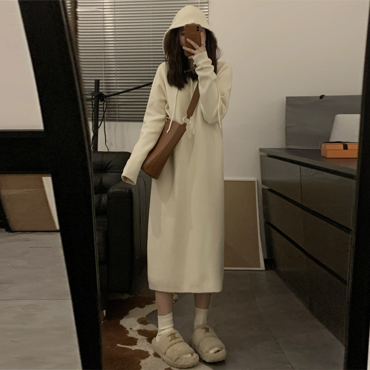 【dress】フード付きニットワンピース　M27246