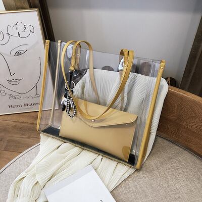 【小物】ins質感のいい  ファッションカジュアル定番無地 大容量 クリアバッグ