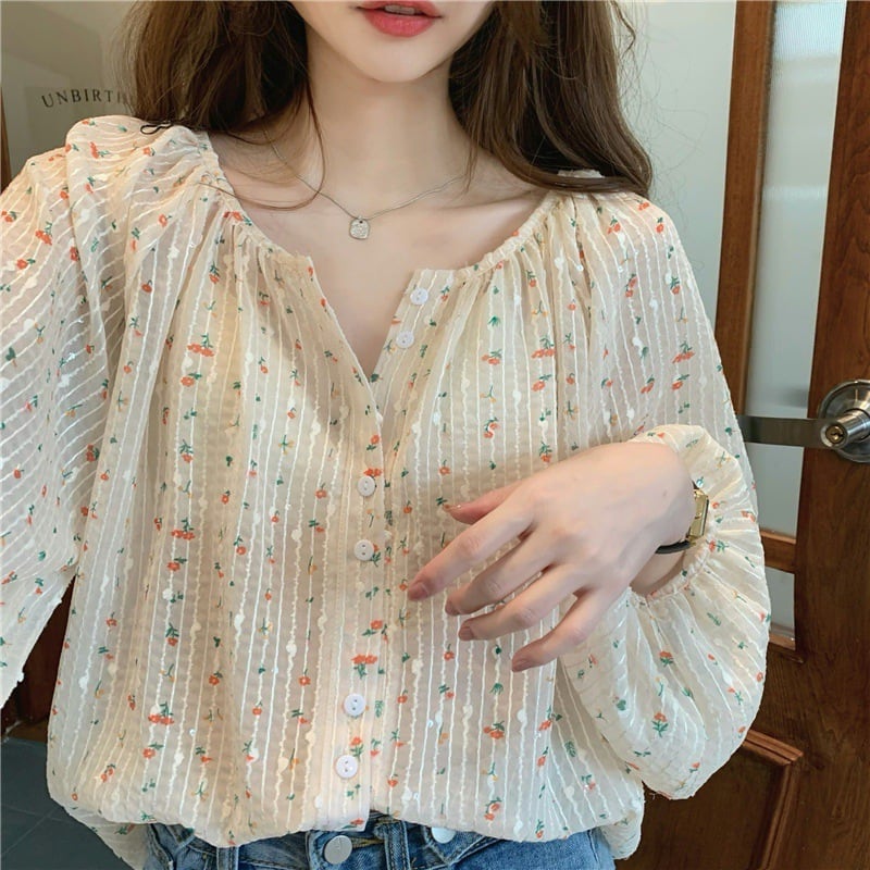 【tops】花柄シャツトップス　M25056