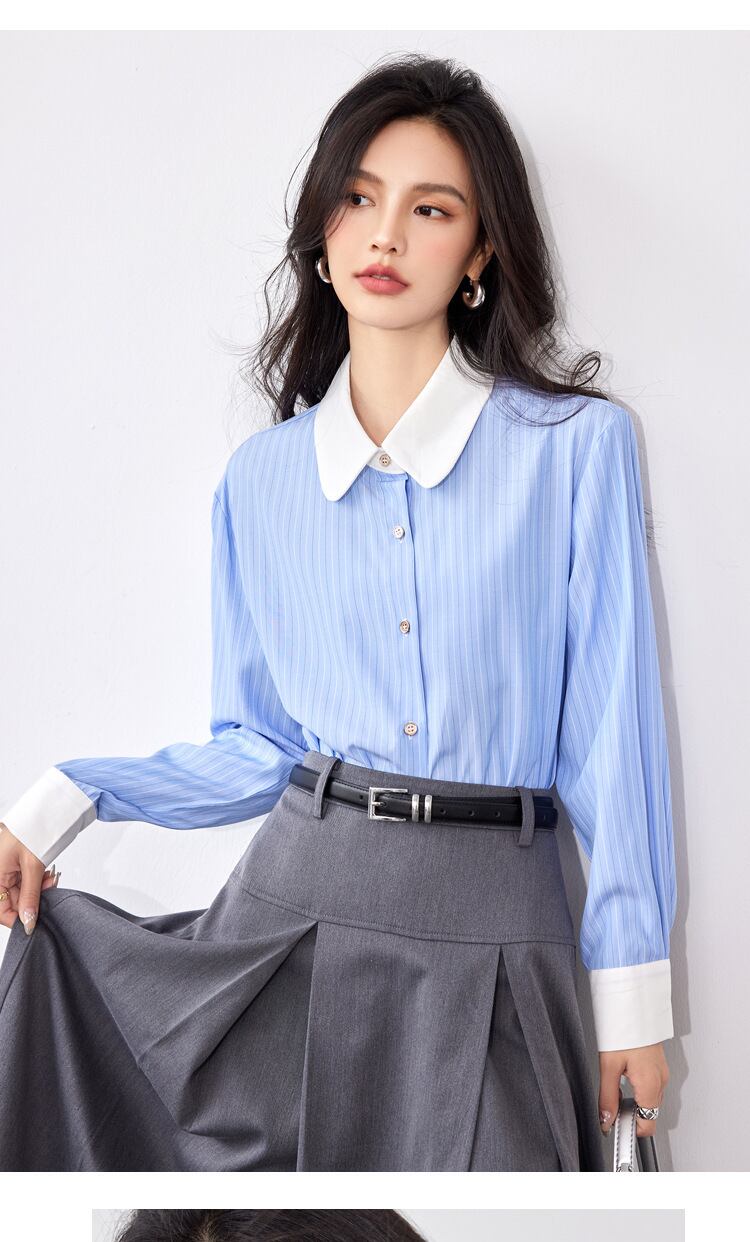 【tops】ストライプ柄長袖ブラウスG20239