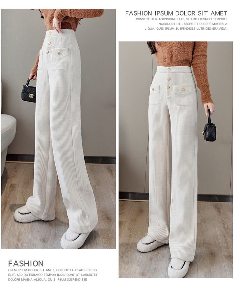 【bottoms】秋冬新作!気質満点レトロ厚手裏起毛着痩せハイウエストガウチョパンツ G4502