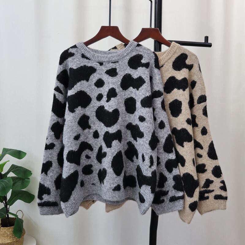 【tops】ヒョウ柄ニットセーター　M27373