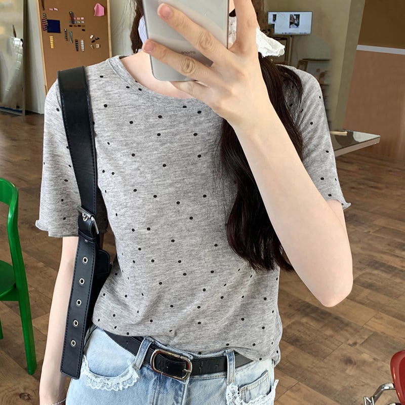 【tops】ドット柄Tシャツ　M24822