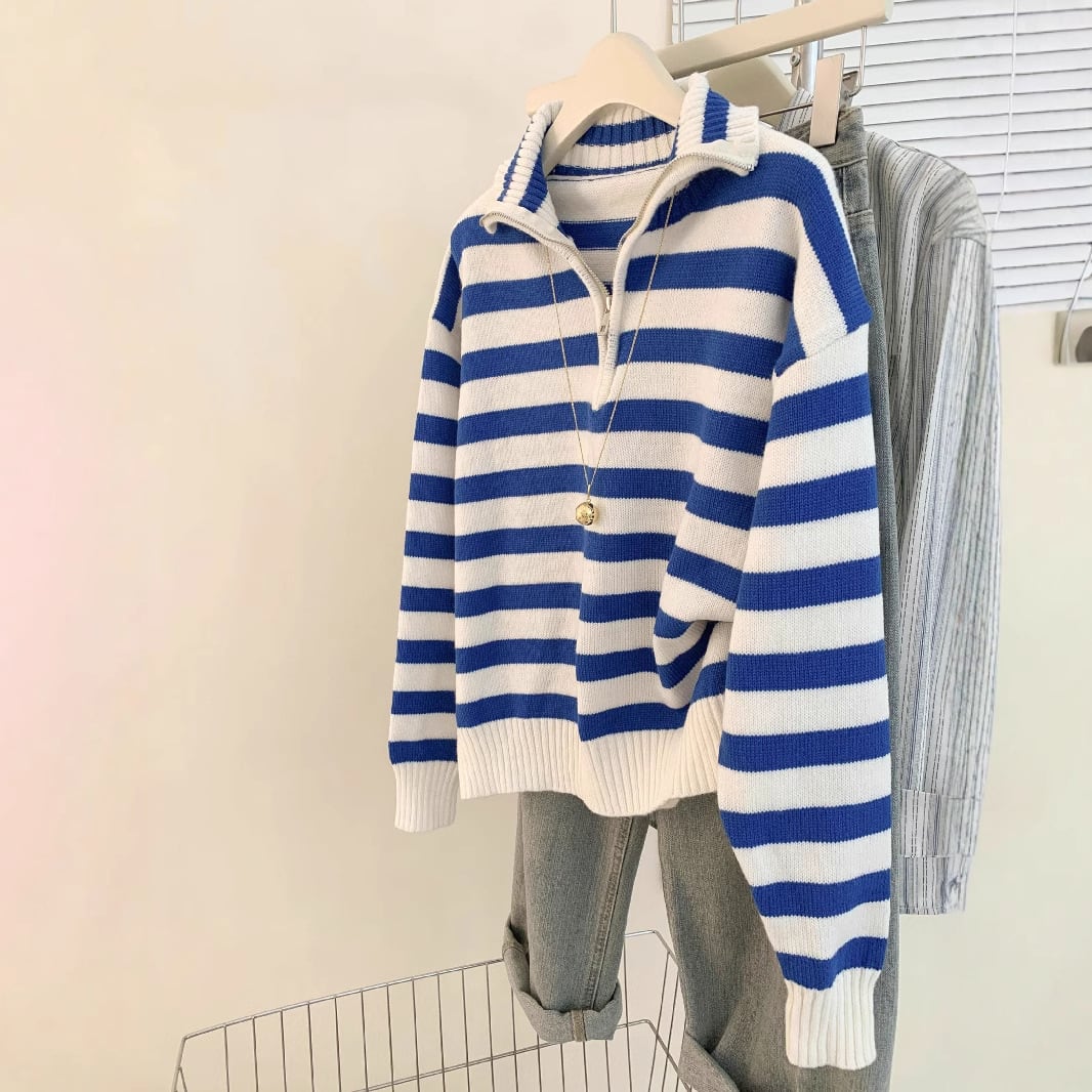 【tops】ボーダー柄ニットセーター　M29214