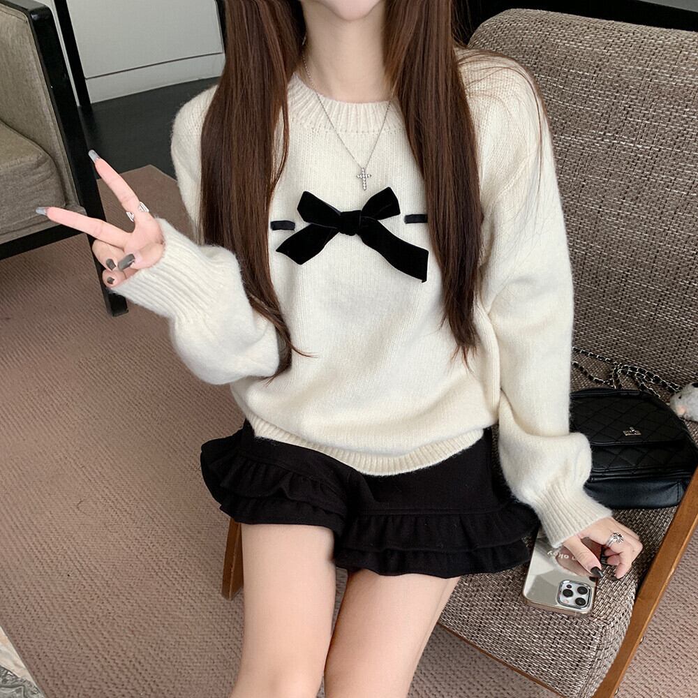 【tops】リボン付きニットセーター　M28635