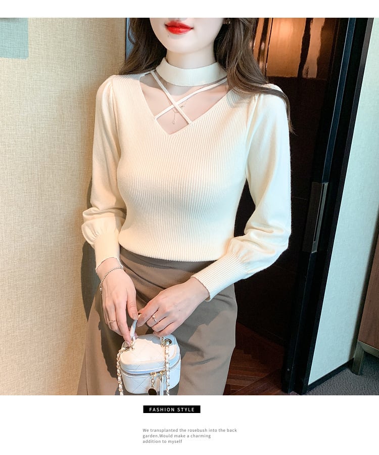 【tops】カットワークニットトップス　M28573