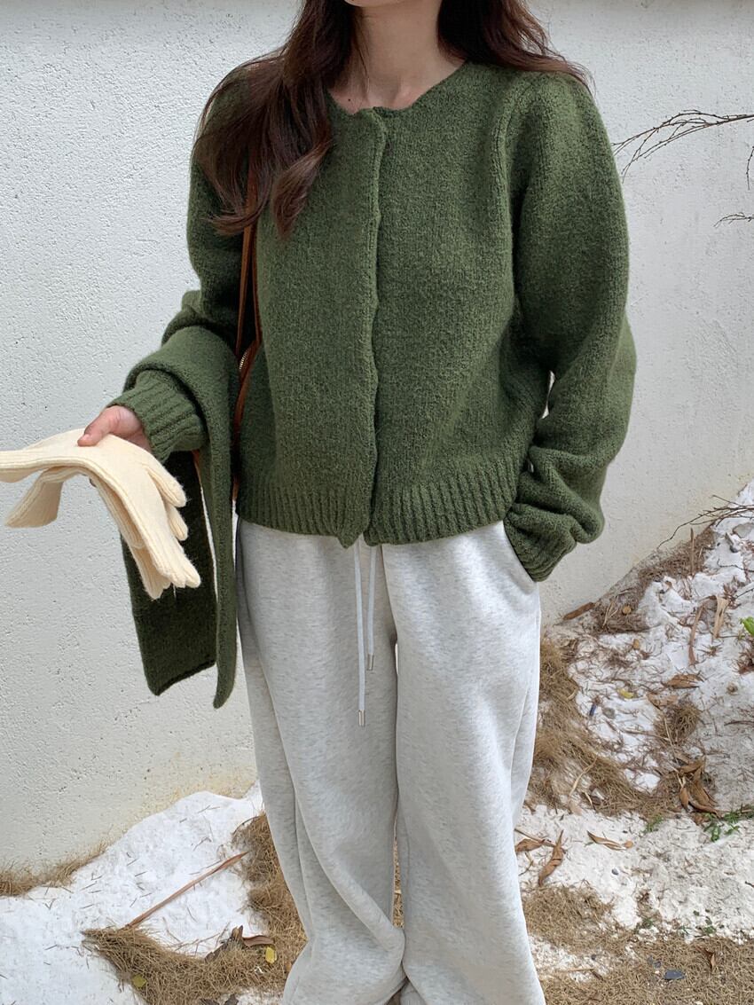 【outer】ニットカーデマフラー付き　M27669