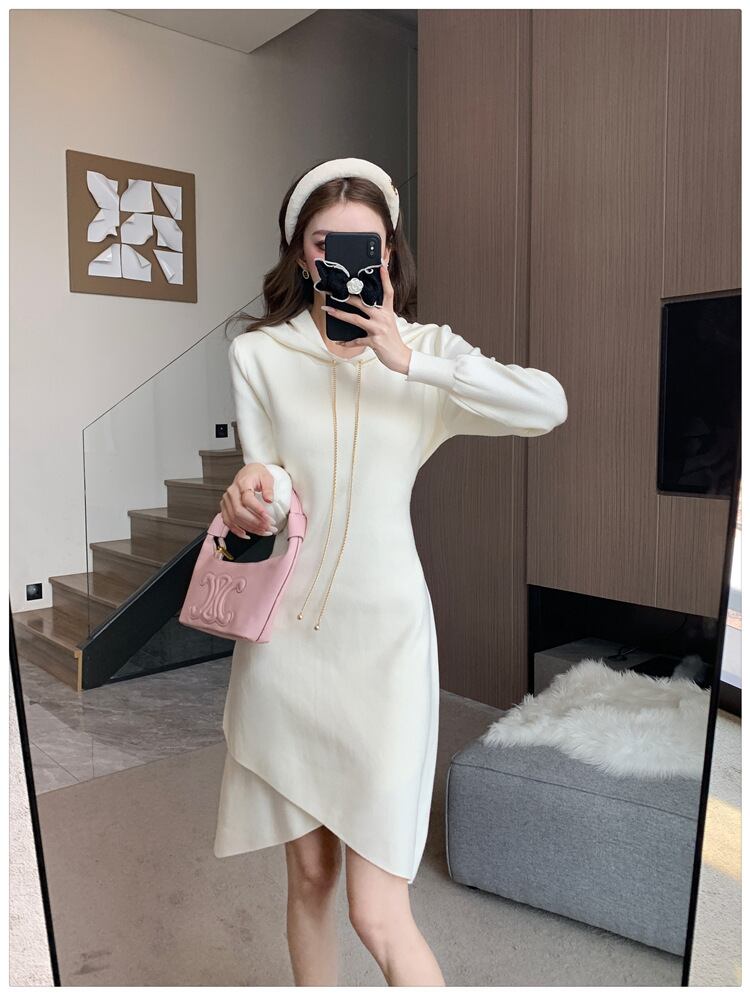 【dress】フード付きニットワンピース　M18536