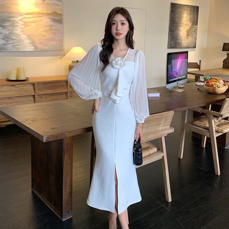 【dress】立体フラワーマーメイドワンピース