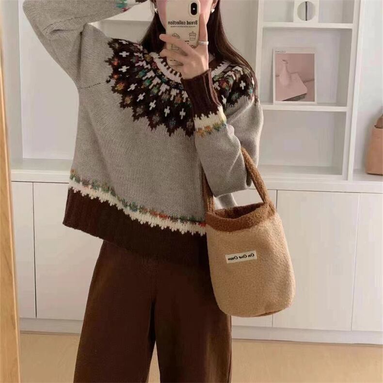 【tops】ジャカードニットセーター　M27138