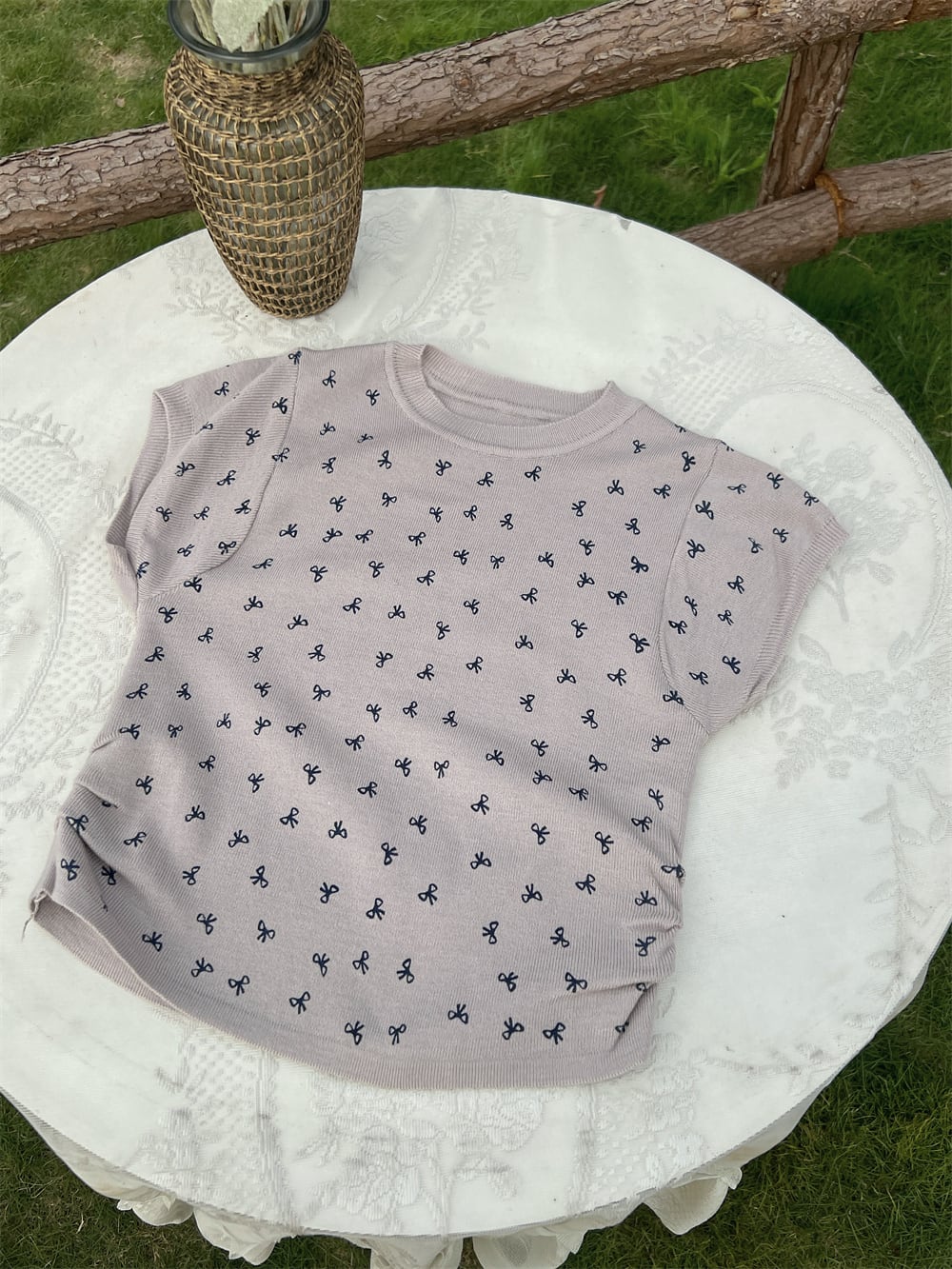 【tops】リボンニットTシャツG21554