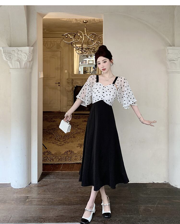 【dress】メッシュ切り替えワンピース G20254