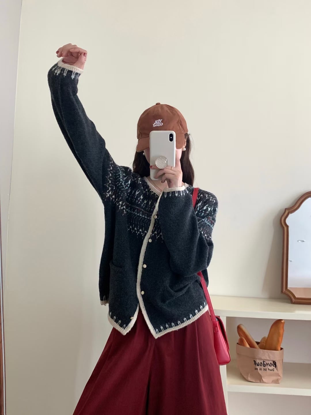 【outer】ジャカードニットカーデ　M27104