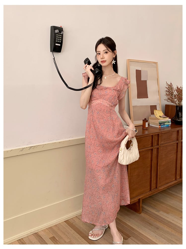 【dress】フリル花柄ワンピース　M25208