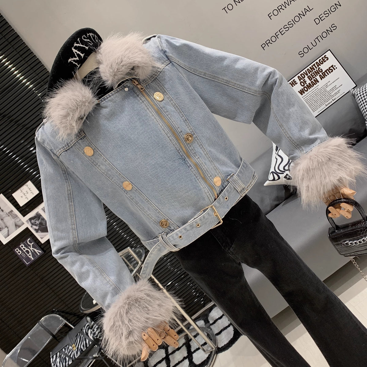 【outer】ファーデニムジャケット　M19108