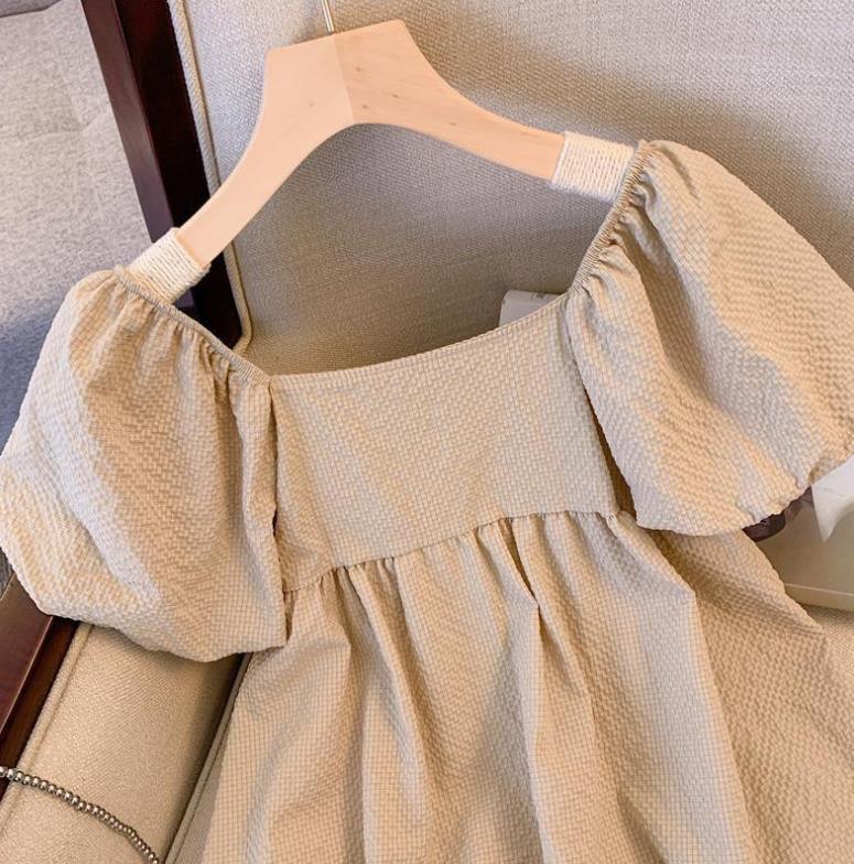 【tops】スクェアネック半袖パフ袖ブラウスF7544