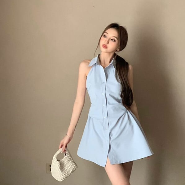 【dress】ノースリーブシャツワンピース　M24539