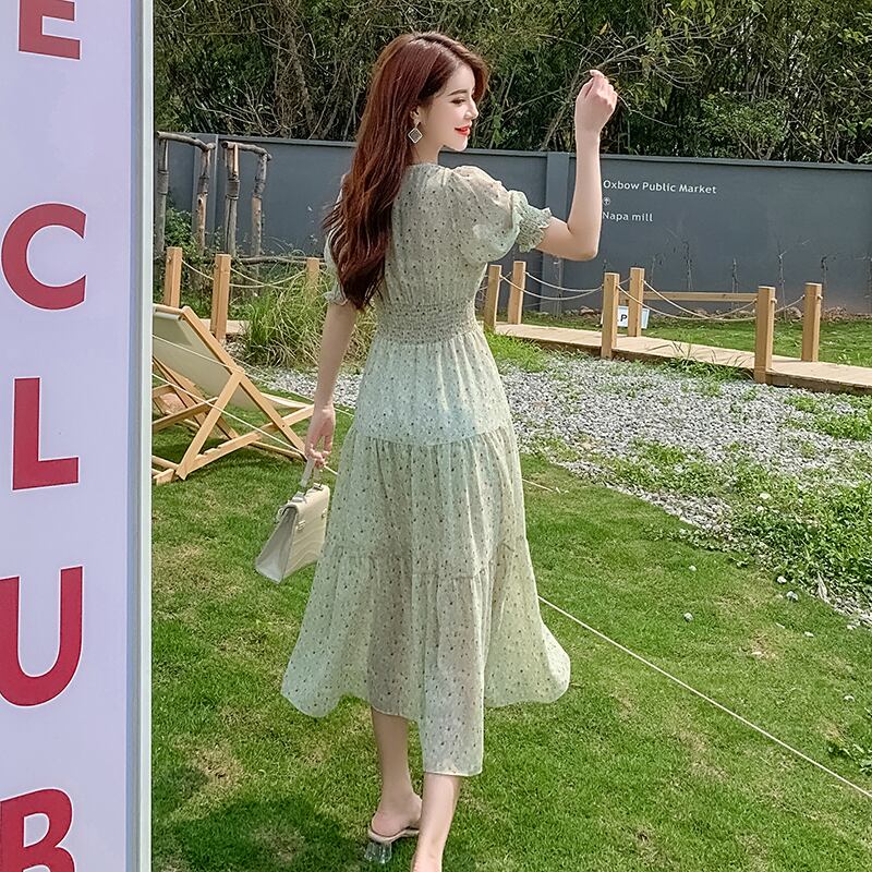 【dress】ファッションend清新！ウィートシフォン森ガール着痩せ花柄ワンピース