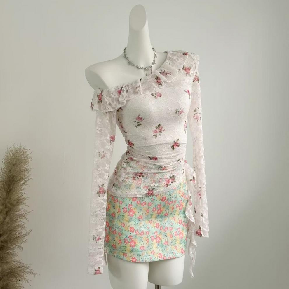 【tops】フリルレーストップスベアトップ付き　M29538