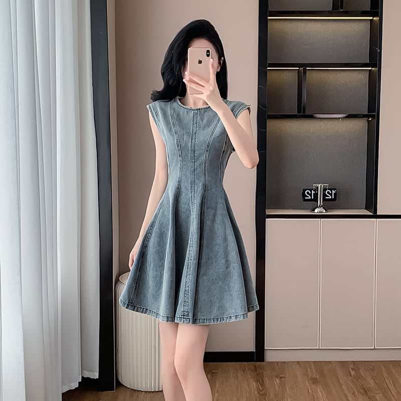 【dress】ノースリーブデニムワンピース　M24565