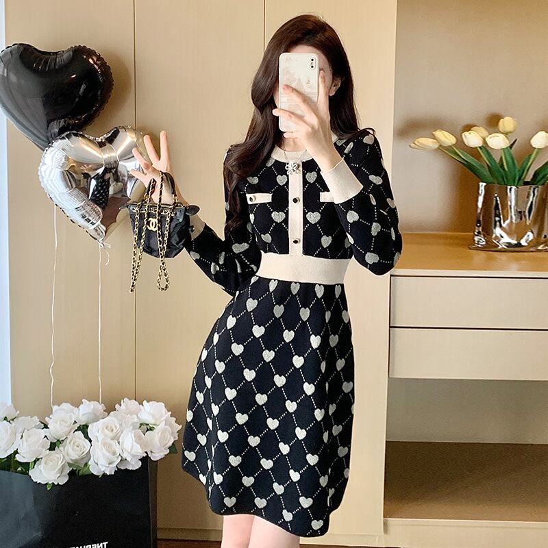 【dress】ジャカードニットワンピース　M28358