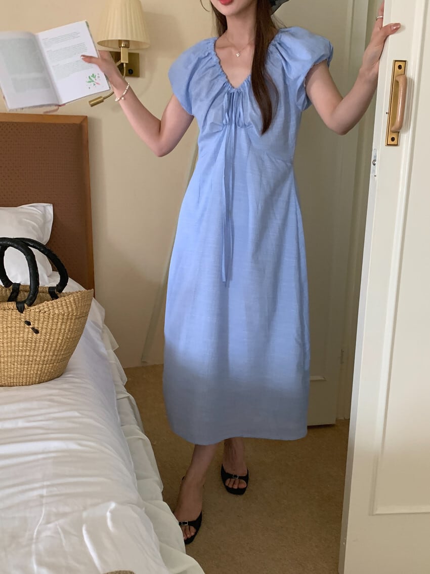 【dress】Vネックワンピース　M24642