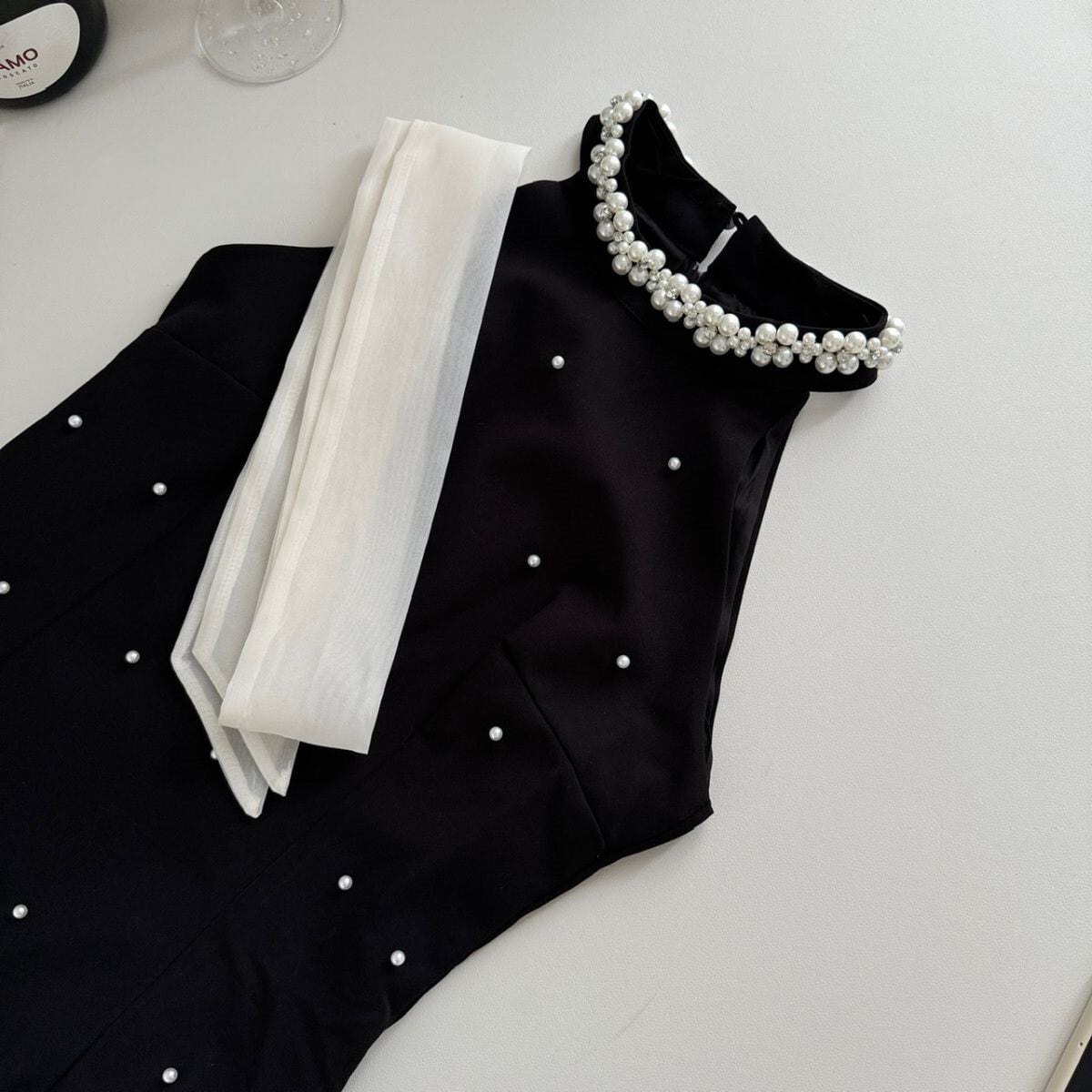【dress】ノースリーブパールビジューワンピース　M24422