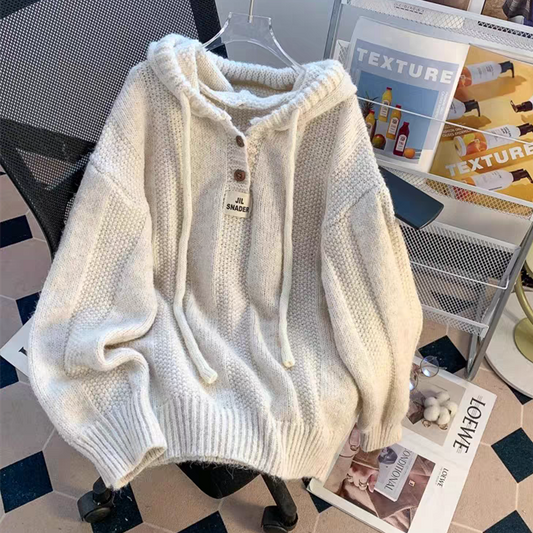 【tops】フード付き厚手ニットセーターG23189