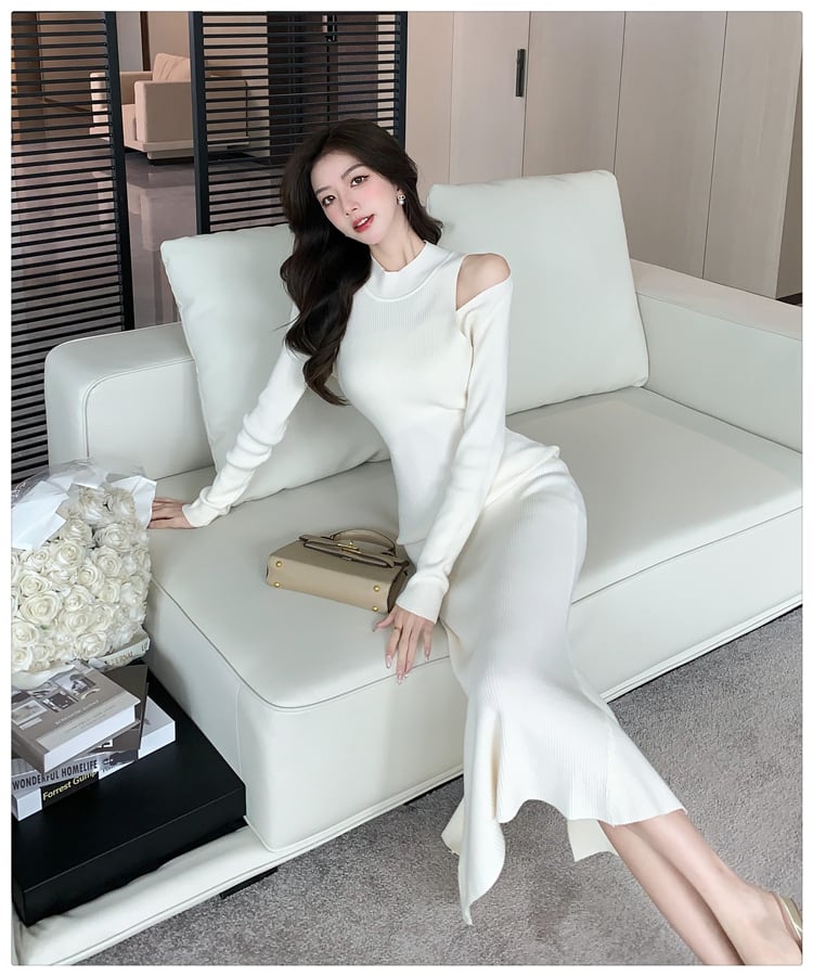 【dress】オフショルダーニットワンピース　M28025