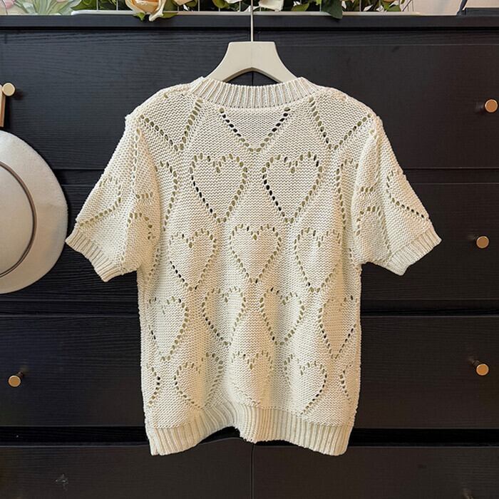 【tops】カットワークニットTシャツ　M29971