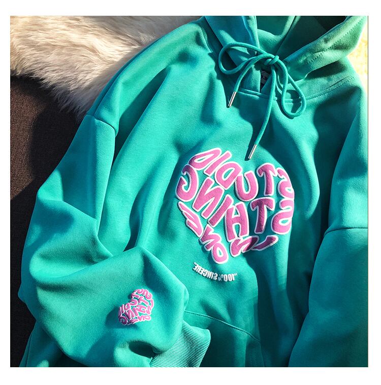 【tops】韓国ファッションINS風フード付き長袖英字柄配色ゆったり着回しF0805