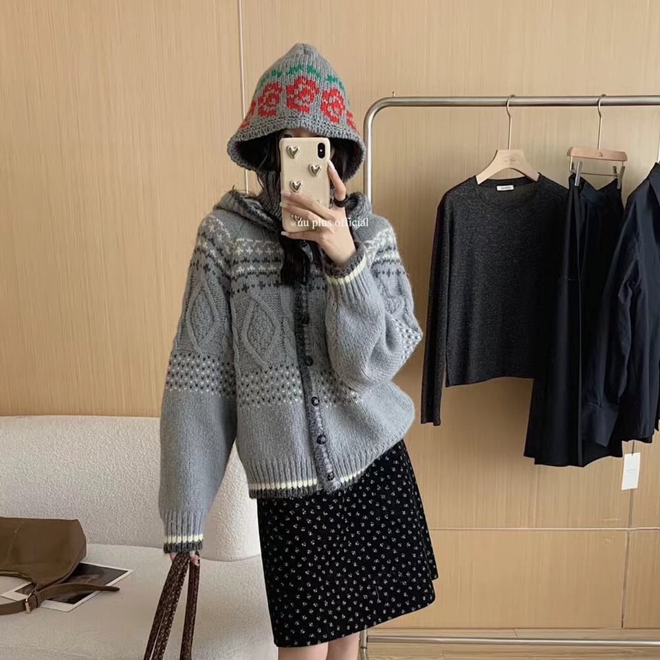 【outer】ジャカードニットカーデ　M27129