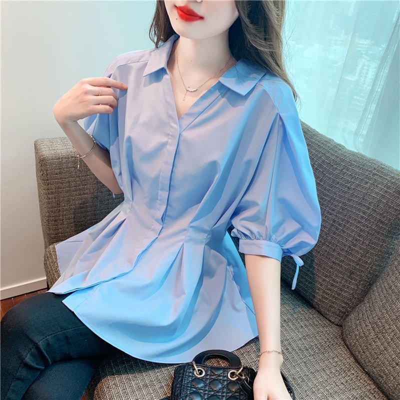 【tops】ランタンスリーブギャザーブラウスF7503