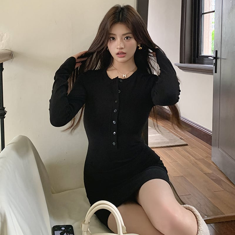 【dress】タイトニットワンピース Q6915