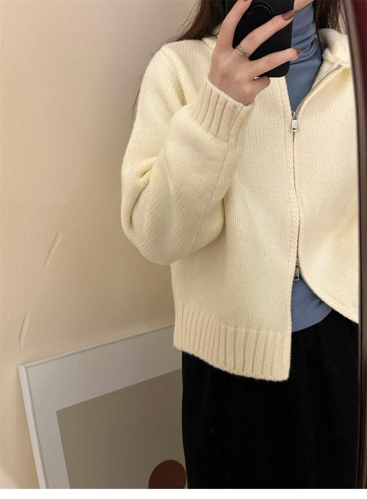 【outer】フード付きニットカーデ　M28652
