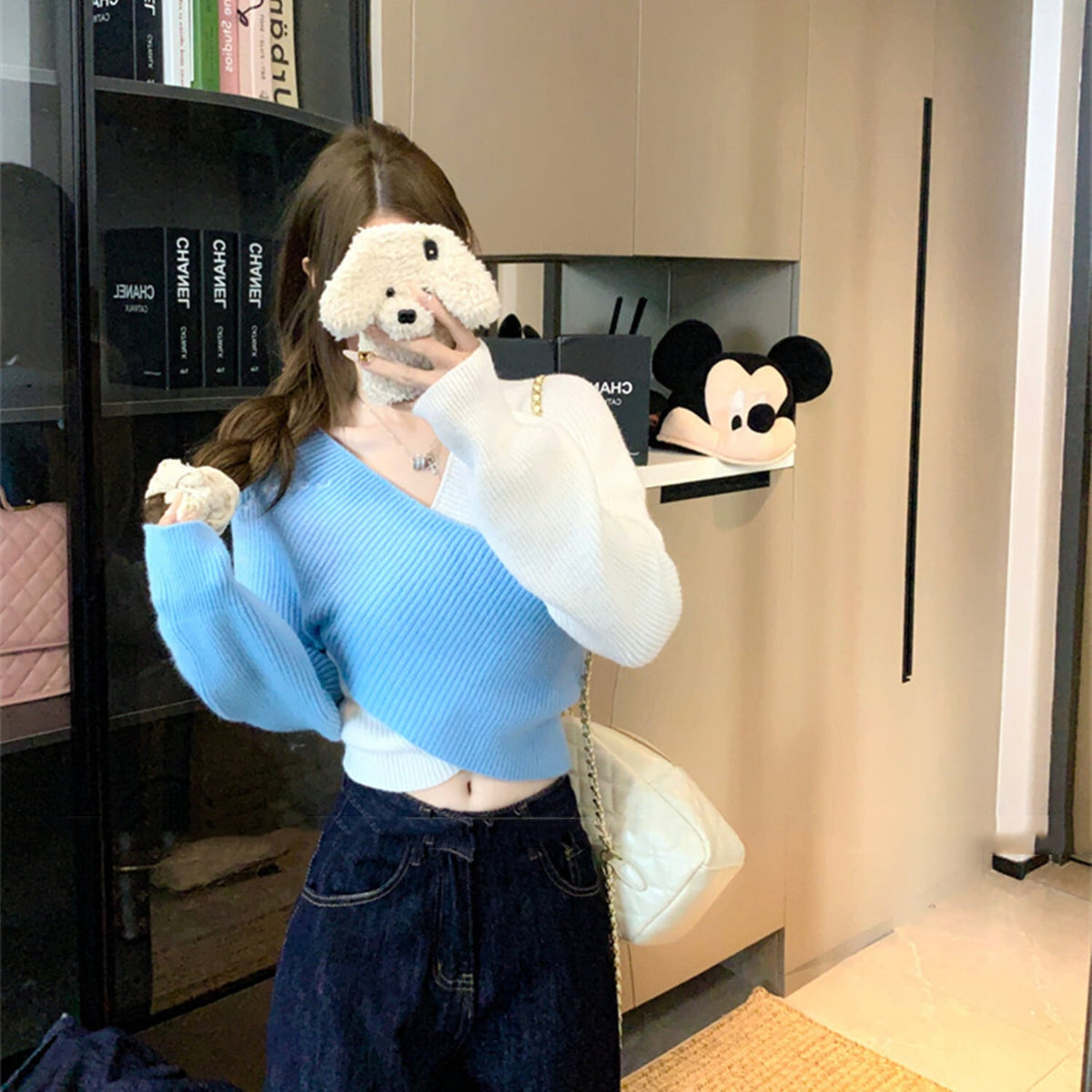 【tops】配色切り替えニットトップス　N2907