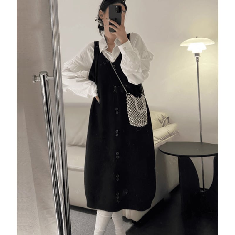 【dress】ボタンデザインベストワンピース　N2711