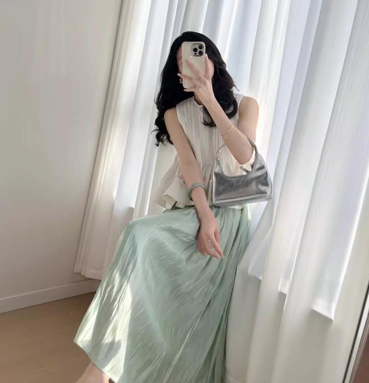 【set】ペプラムタンクトップ+スカート２点セットF7440