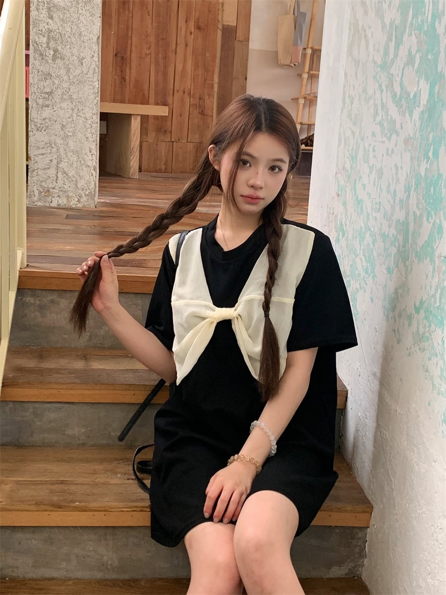 【dress】リボン付きワンピース　M25038