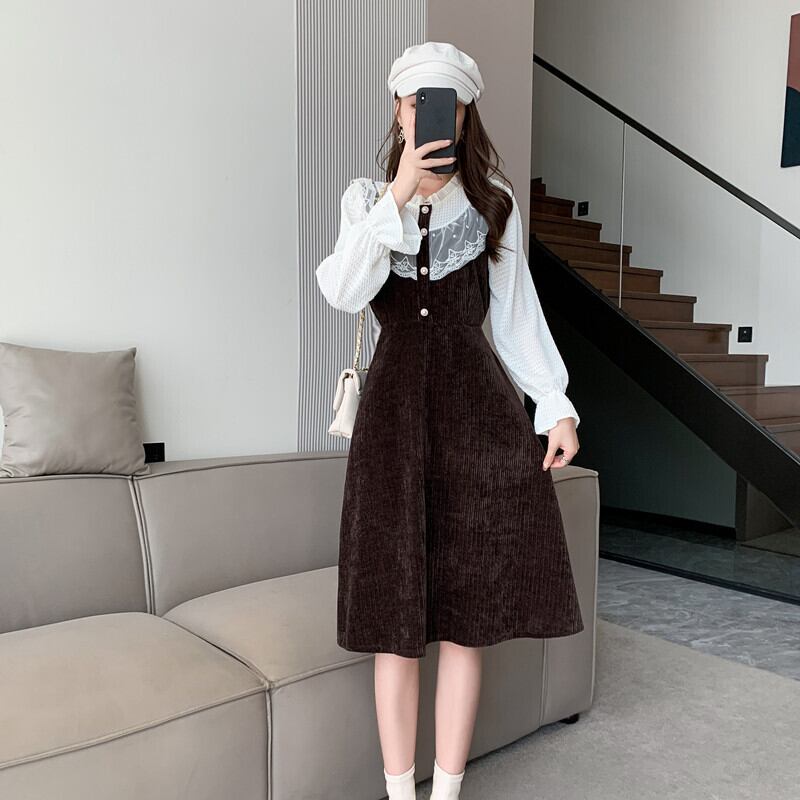 【dress】フリルドッキングワンピース　M18863