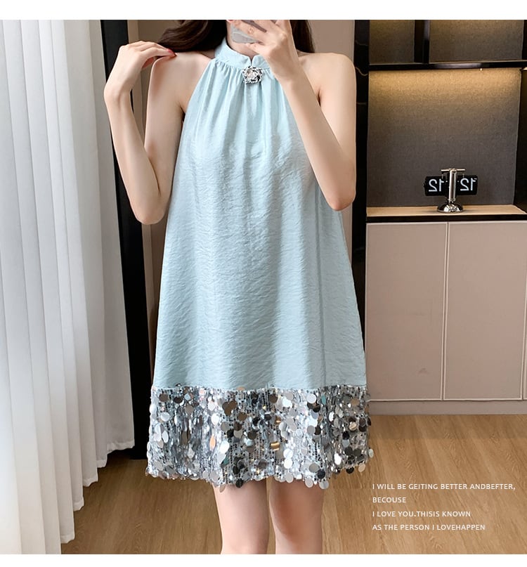 【dress】キラキラノースリーブワンピース　M24338